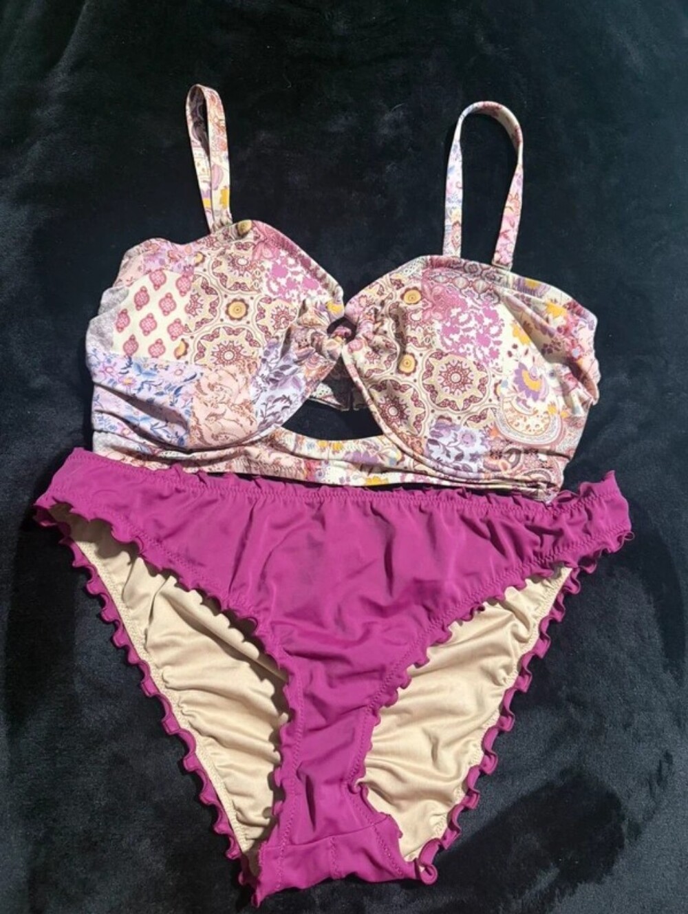 Shade & Shore 38DD Large Paisley Floral Underwire Bikini Set